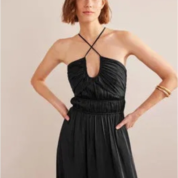 Boden Black Ruched Halter Midi Dress - Picture 4 of 9